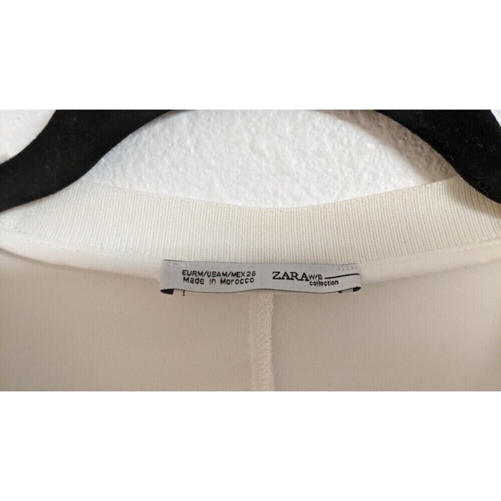 Women's ZARA W/B Collection Cotton Gauze Chiffon Back LS Tie Waist Top M - Picture 5 of 8